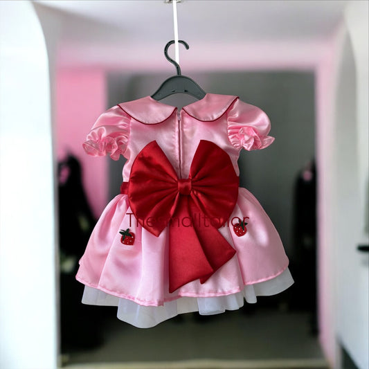 Pink Strawberry Embroidery Dress