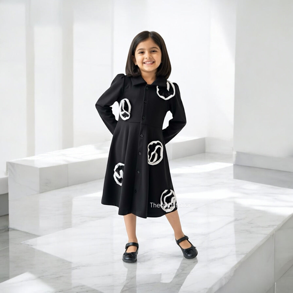 Black 3D flower Dress