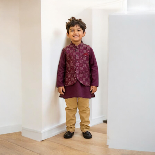 Purple Kurta Jacket Set