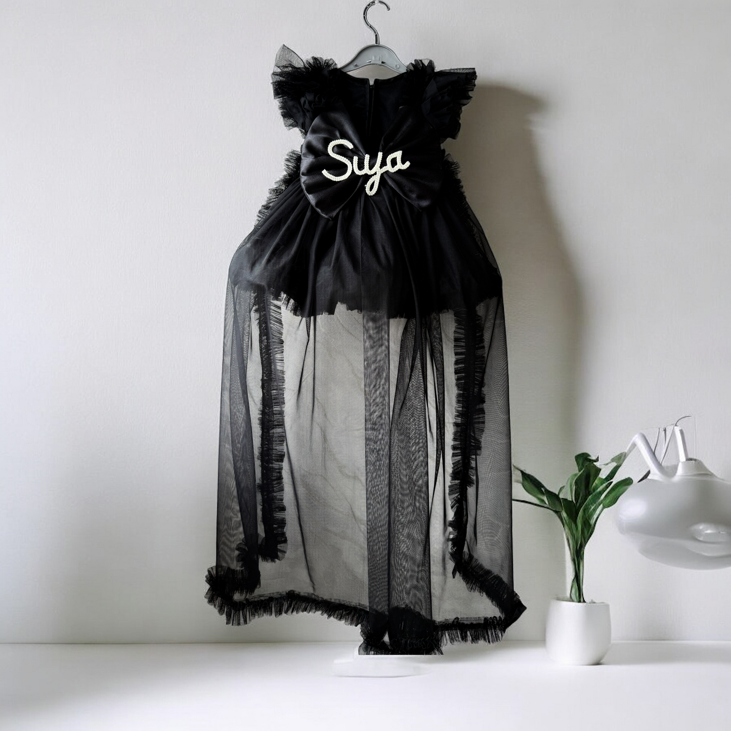 Black Princess Dress With Detachable Trail