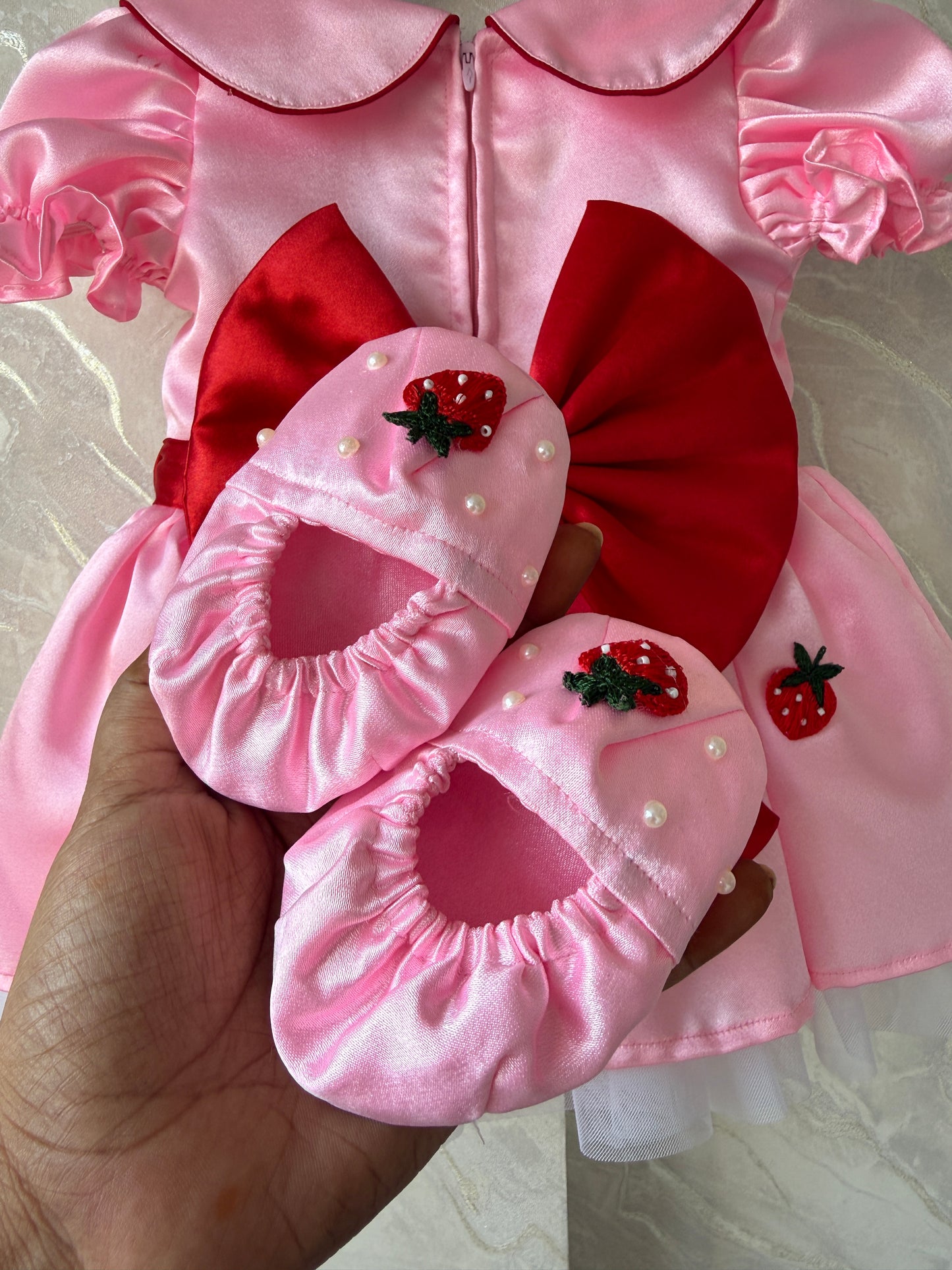 Pink Strawberry Embroidery Dress