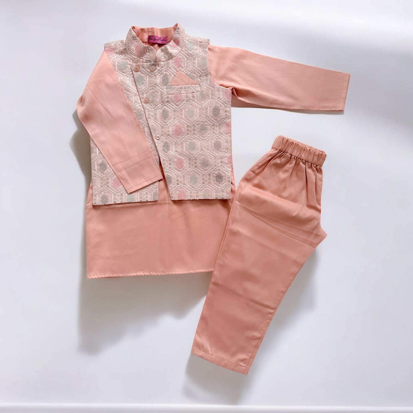 Peach Jacket kurta Set