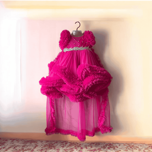 Pink Trail Dress With Bow Tie