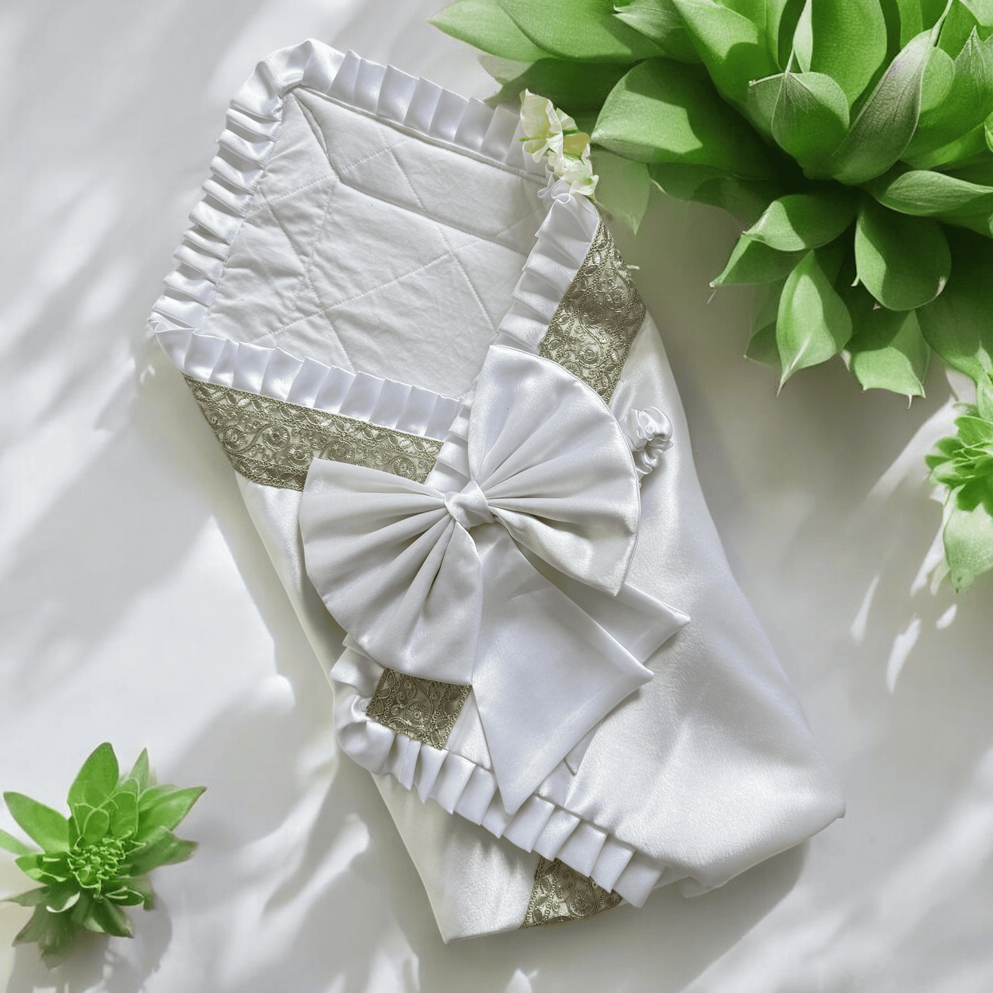 White Wrapper with golden lace