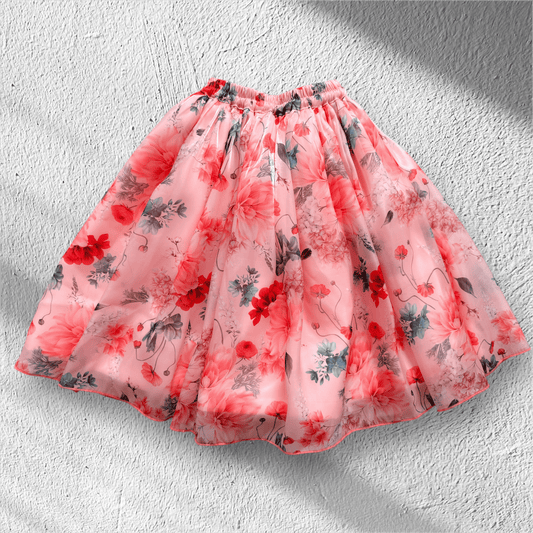 Peach Floral Organza Lehenga