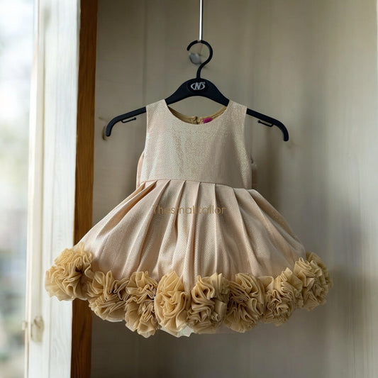 Cream Customised Bow Flower Dress