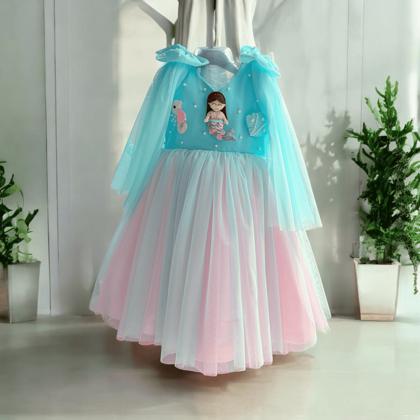 Mermaid Dress In Pink blue