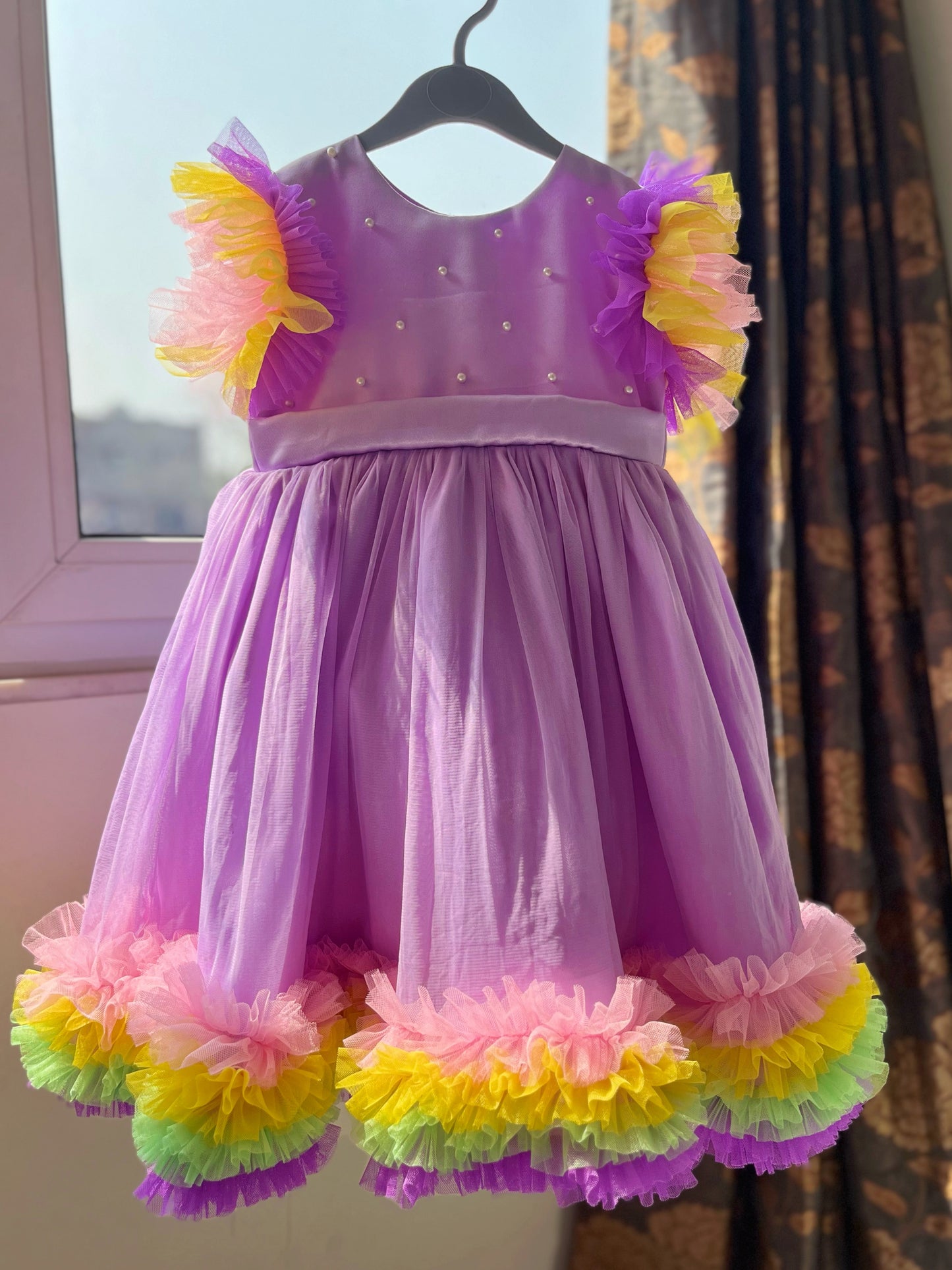 Lavender Dress Multi Frills