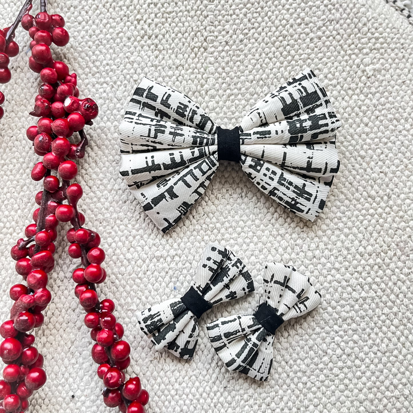 Big and Small BlackWhite Bow Set