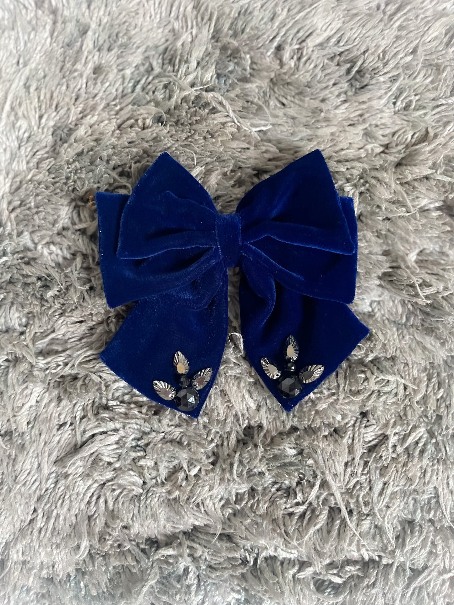 Velvet 3 Layer bow In Blue Color