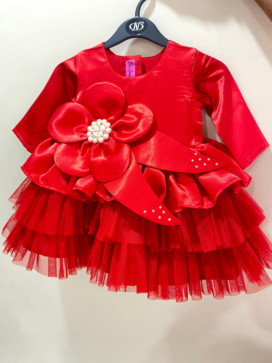 3D Flower Dress With Frills
