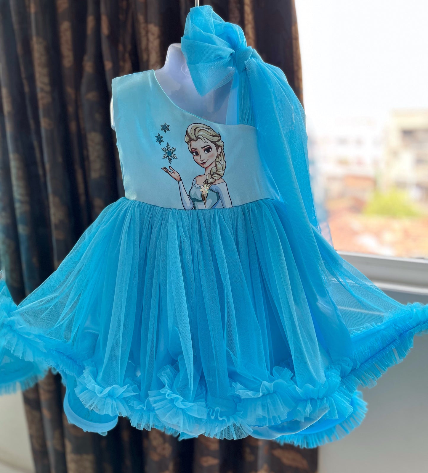 Frozen Theme Aqua Blue Elsa Dress