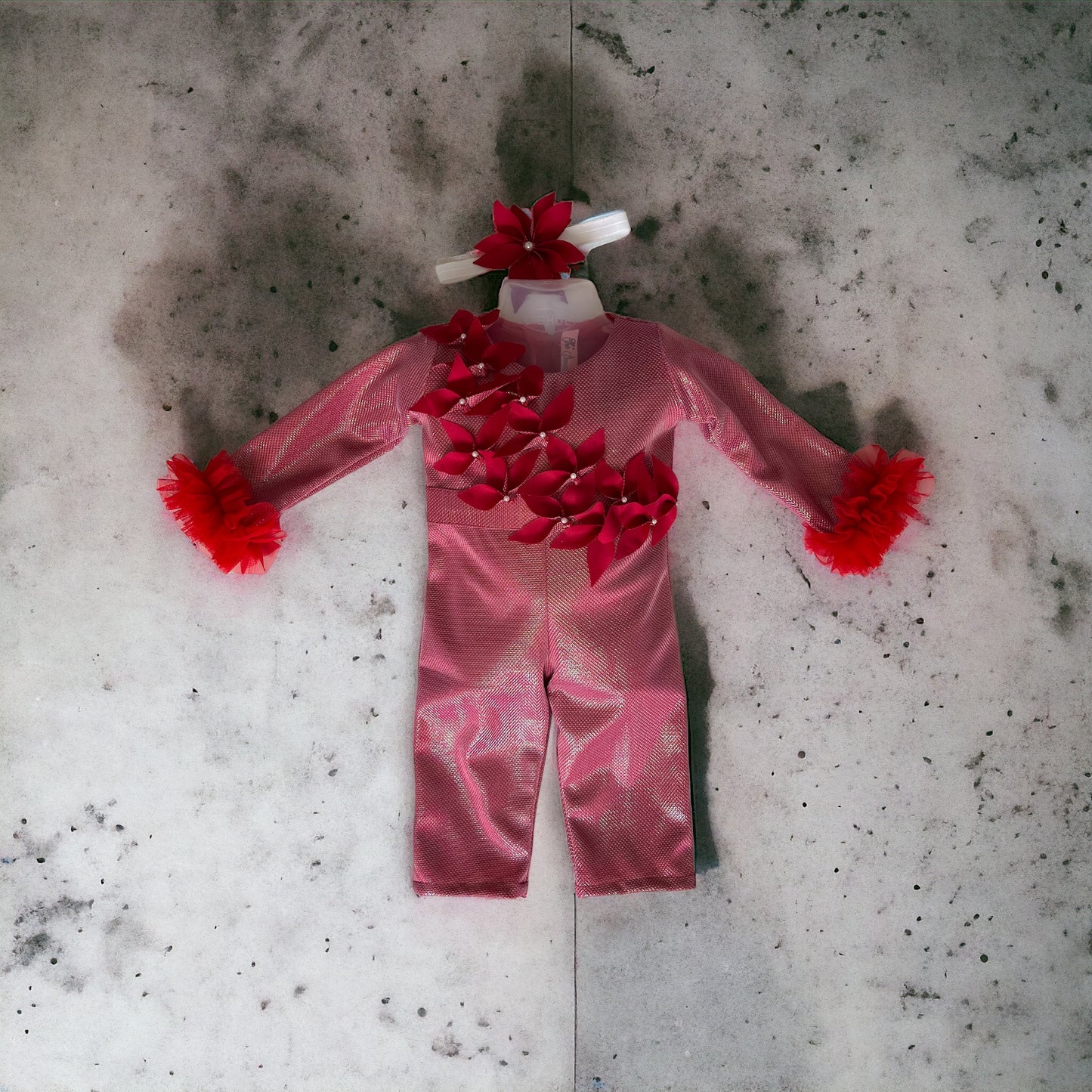 Red Petals Full Sleeves Jumpsuit