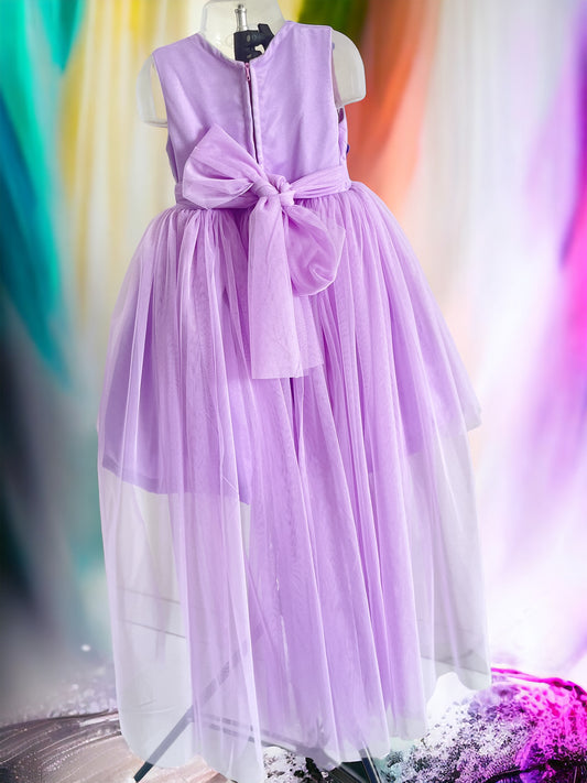 Lavender butterfly theme high low dress