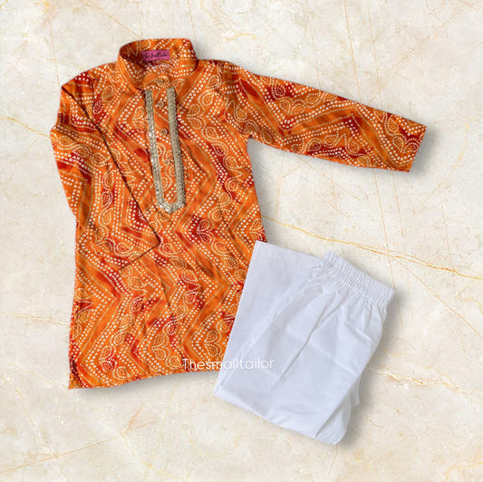 Yellow Bandhani kurta Set