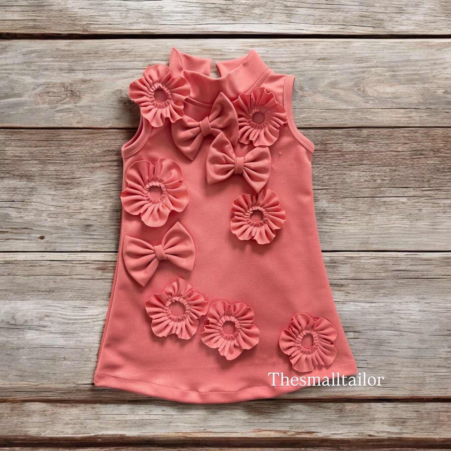 Peach Bow flower Dress