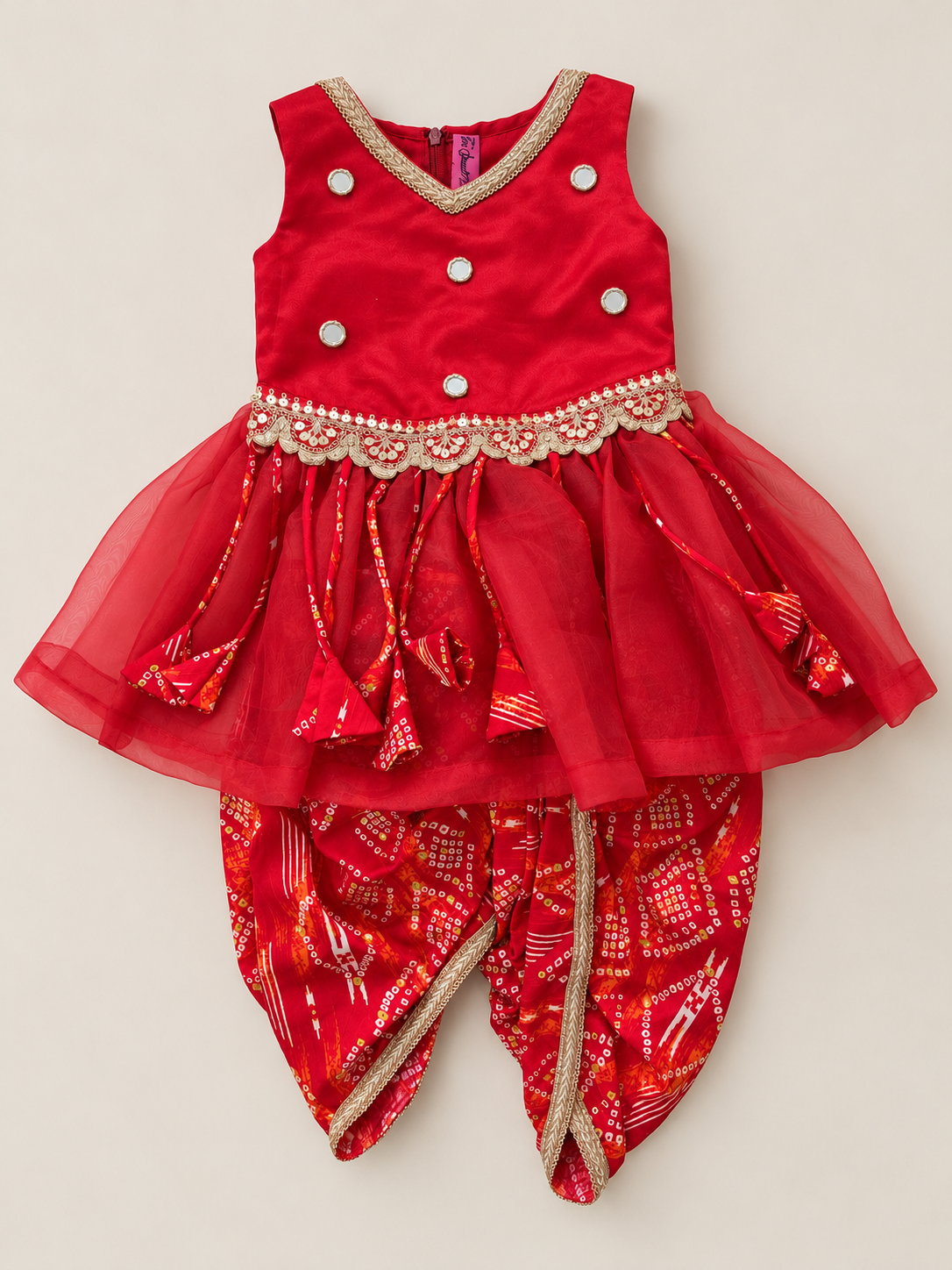 Red organza dhoti set