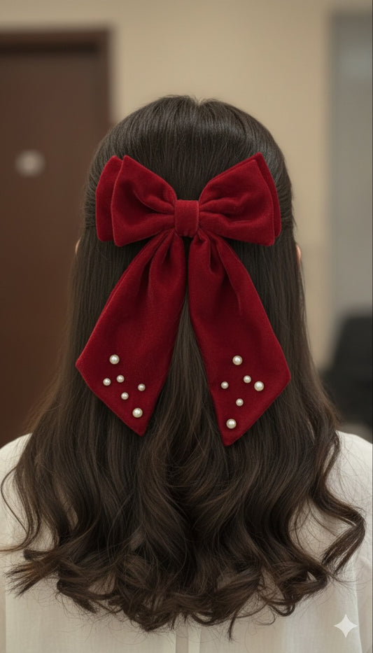 Red velvet pearl Bow