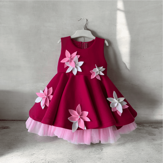 Pink flower scuba dress