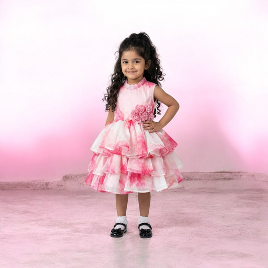 Pink Floral Organza Dress