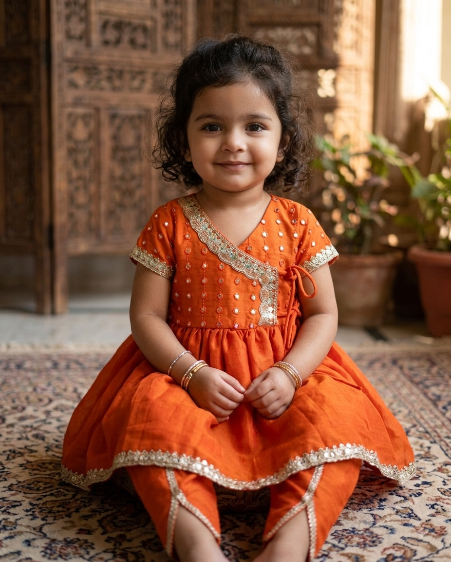 Orange Achkan Set