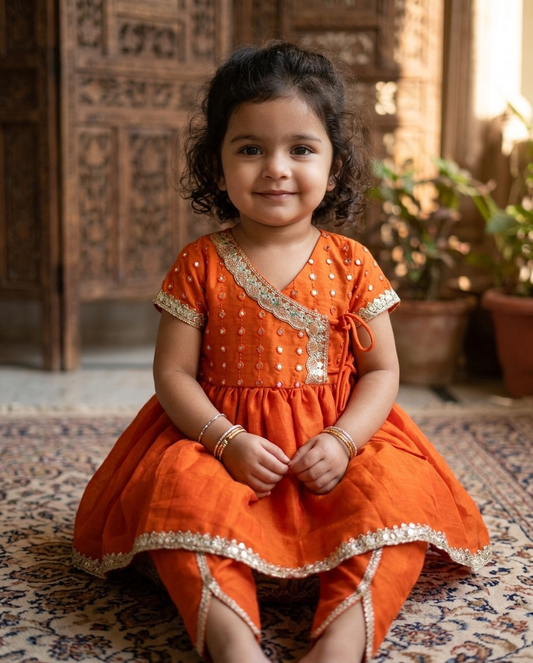 Orange Achkan Set