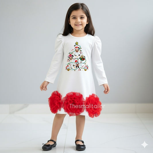 White Scuba Christmas Dress