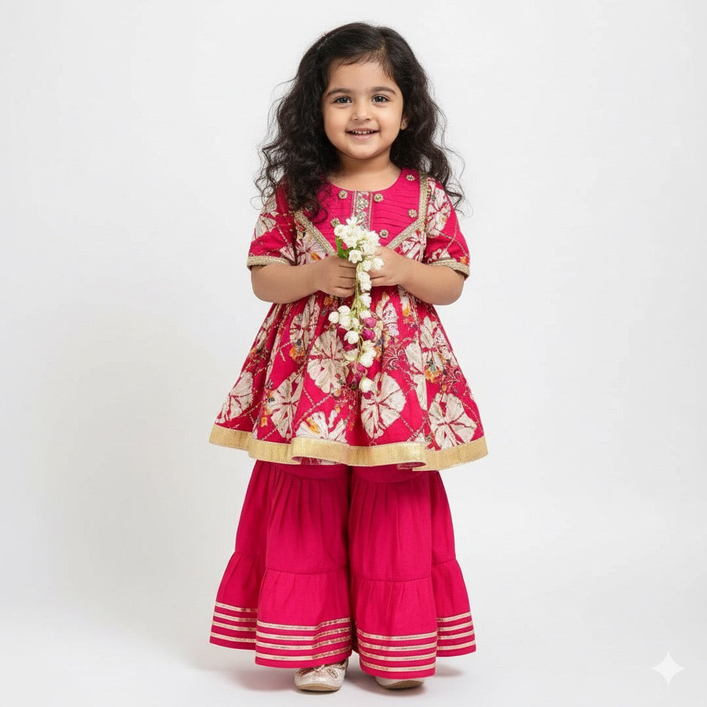 Pink Printed Plazzo Set