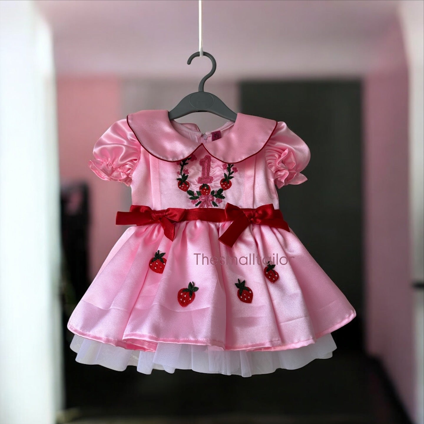 Pink Strawberry Embroidery Dress