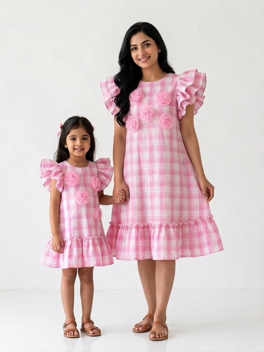 Pink Checks Dress