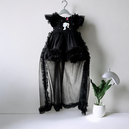 Black Princess Dress With Detachable Trail