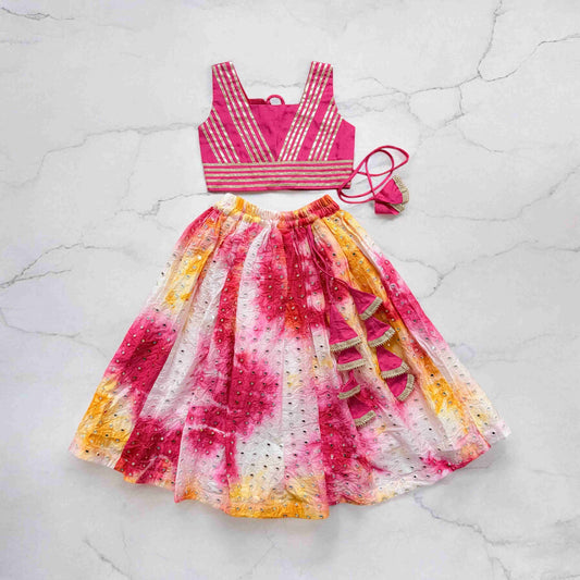 Pink Mirror Tie Dye Lehenga