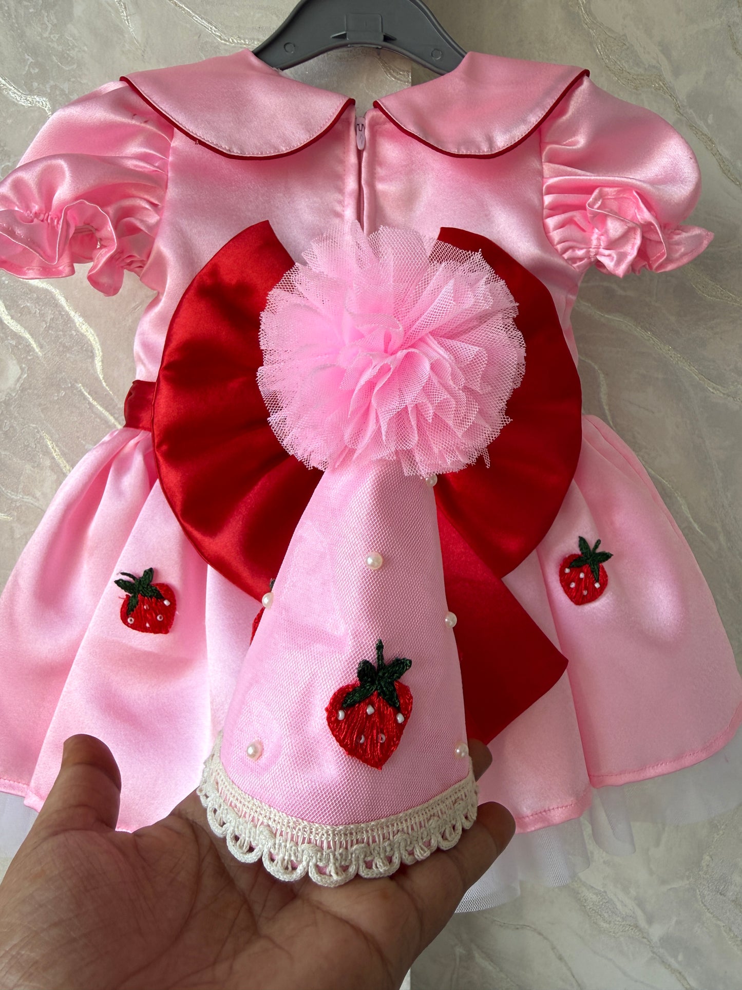 Pink Strawberry Embroidery Dress