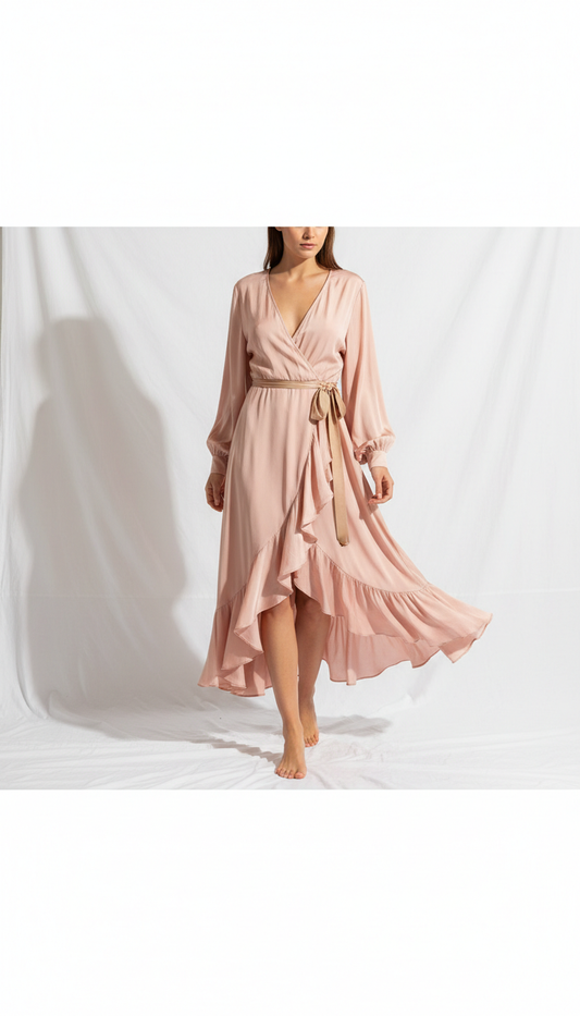 Silk Wrap Dress With Custom Length