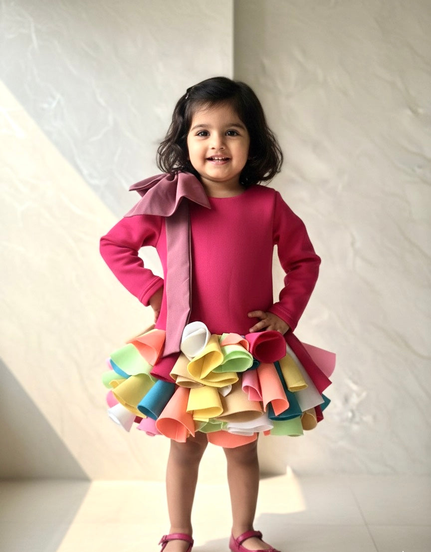 Fushia Pink Scuba Dress