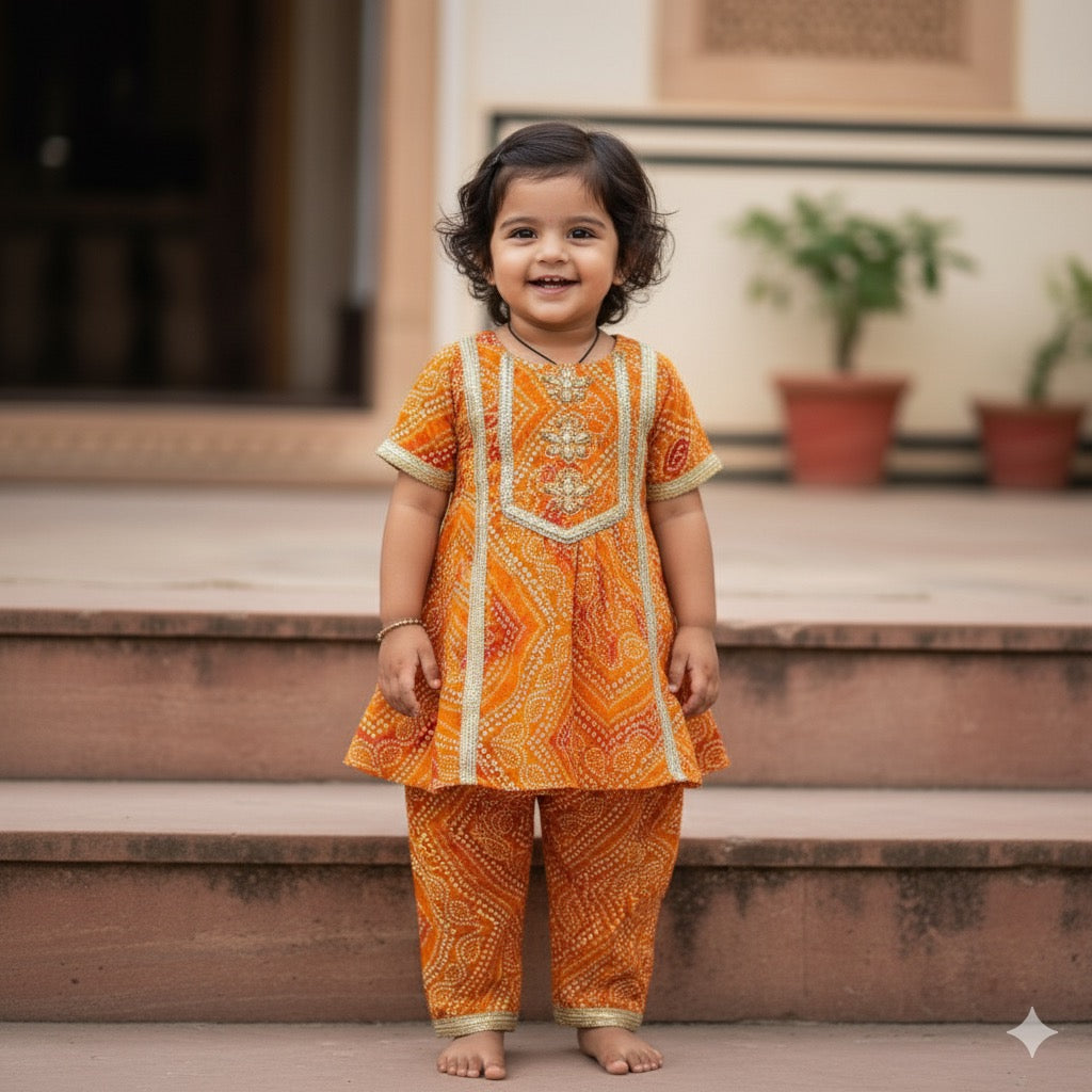 Mustard Bandhani Set