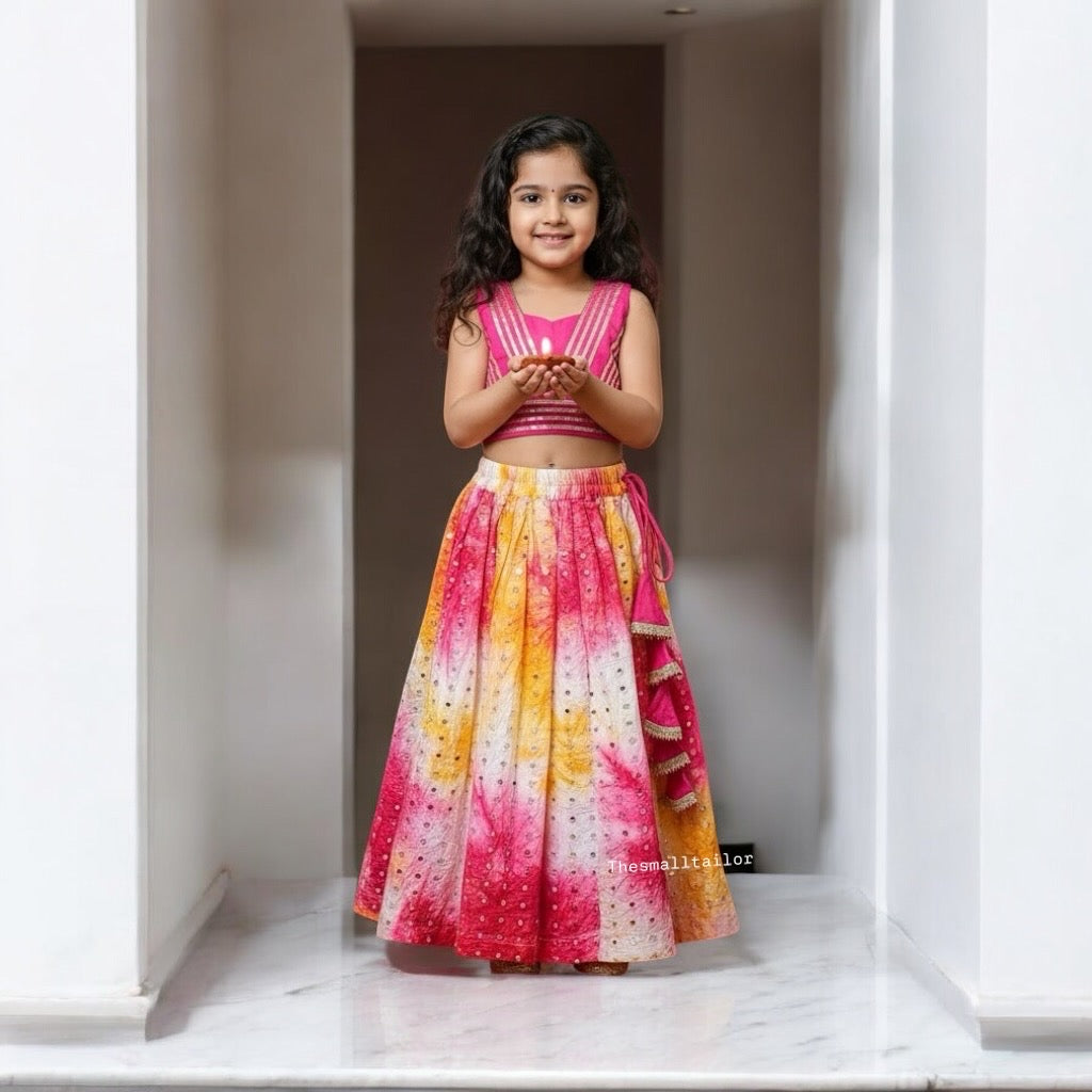 Pink Mirror Tie Dye Lehenga