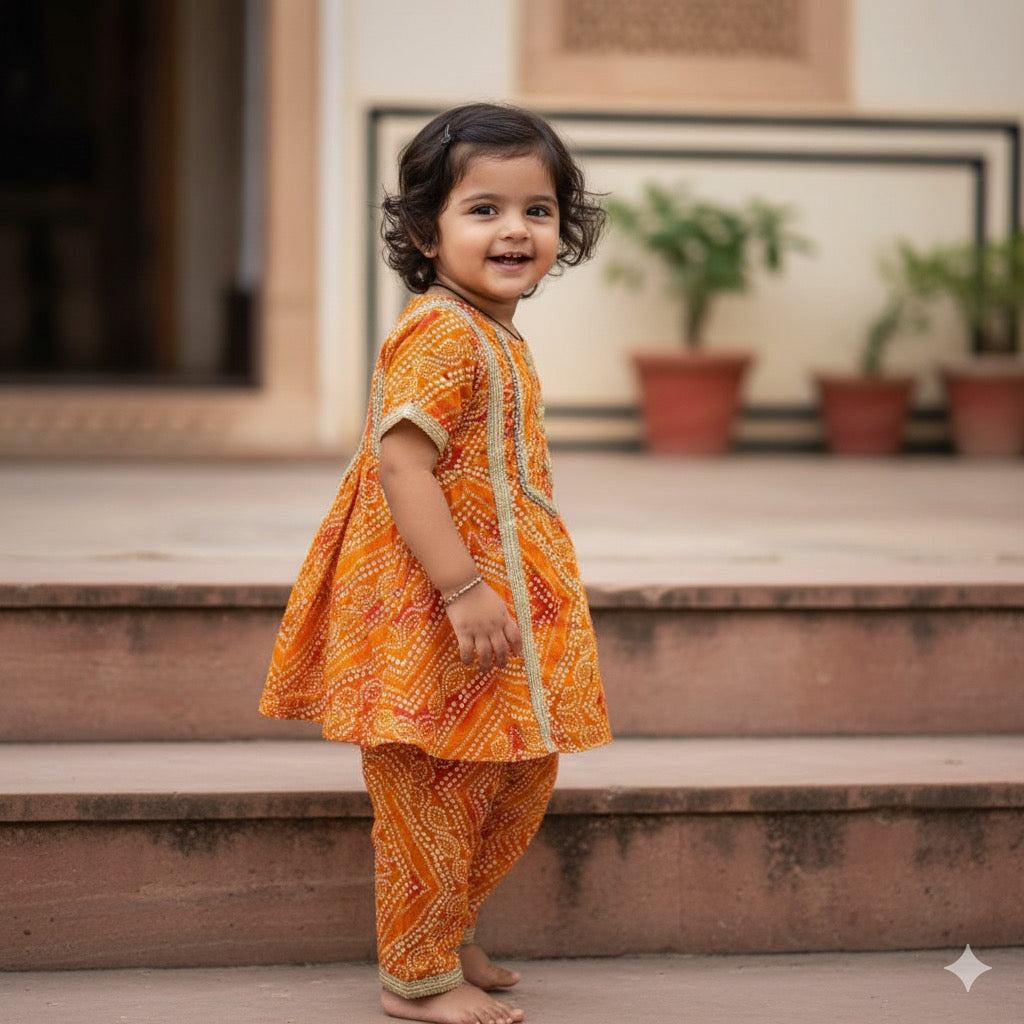 Mustard Bandhani Set