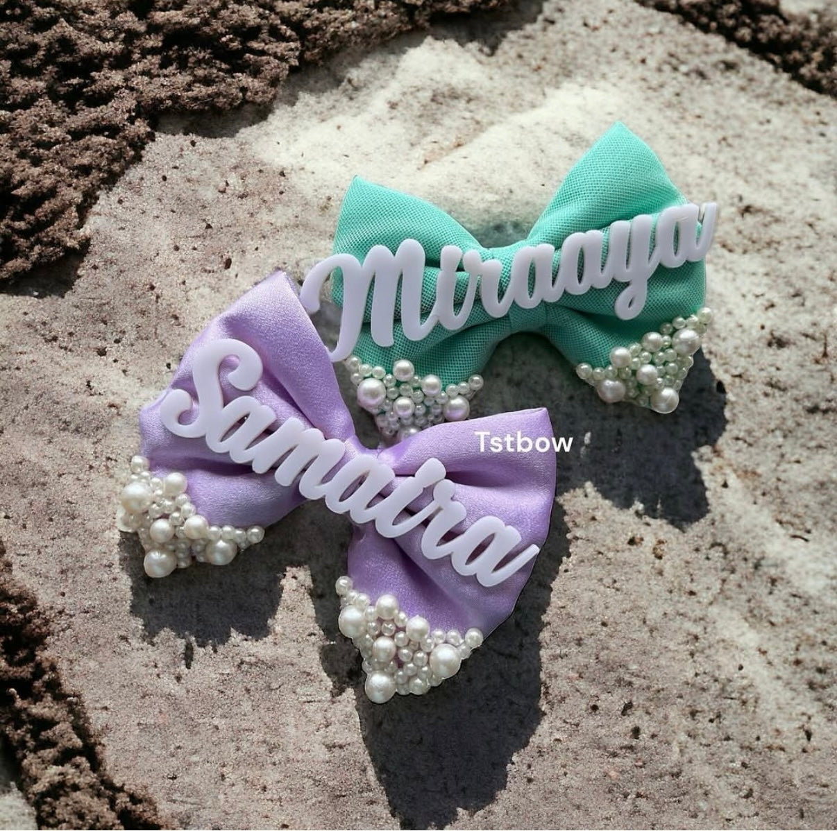 Name Bow in lavender/Green