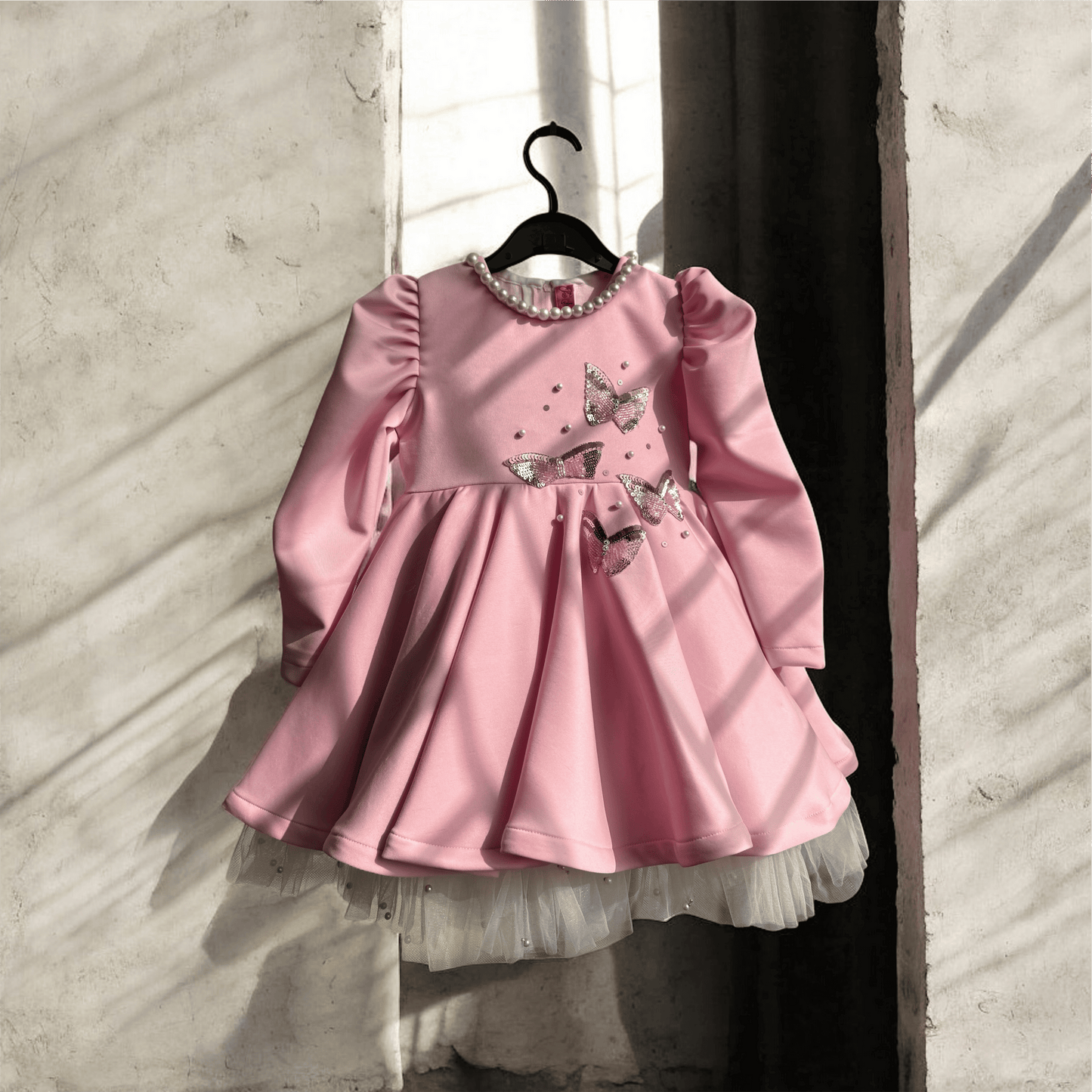 Pink Butterly Soft Scuba Dress