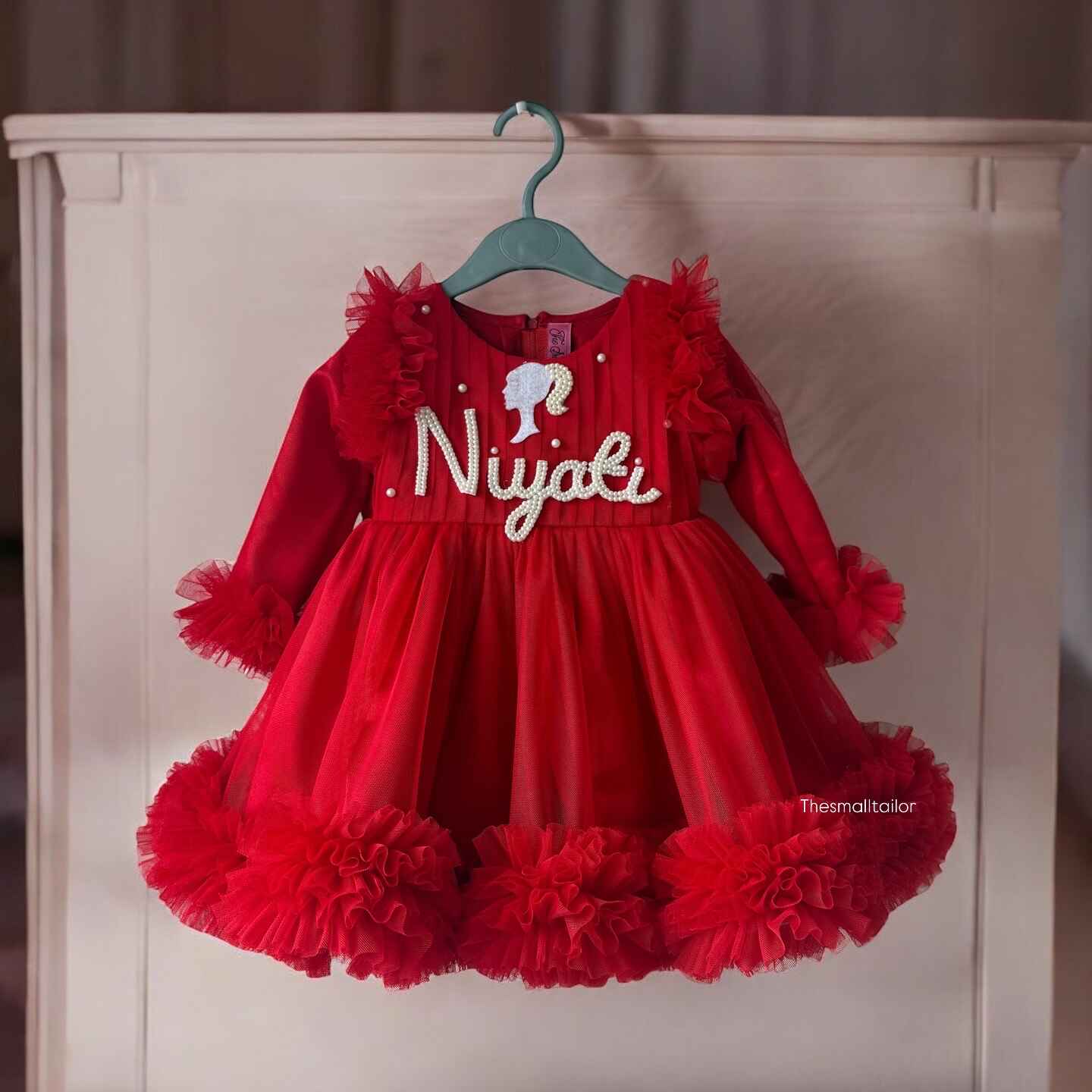 Red Party dress in Full sleeves