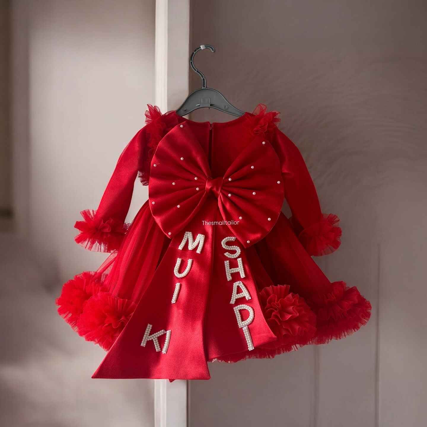 Red Party dress in Full sleeves