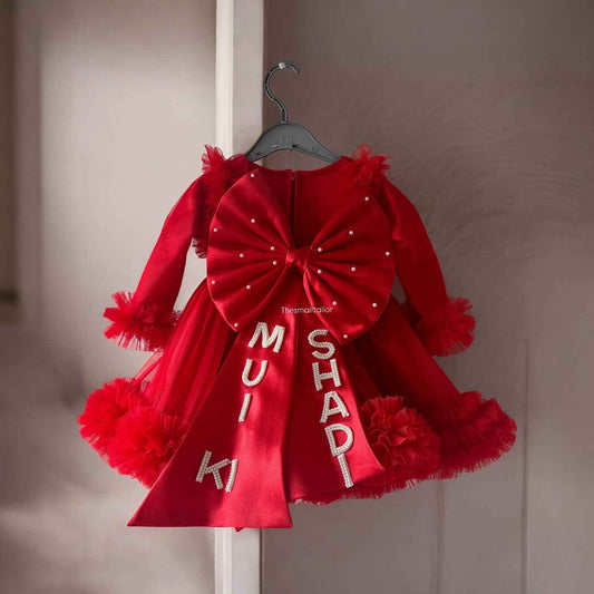 Red Party dress in Full sleeves