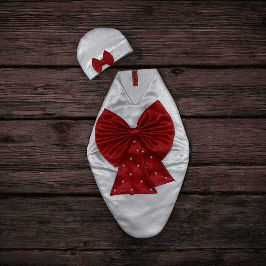 Red Bow wrapper in White