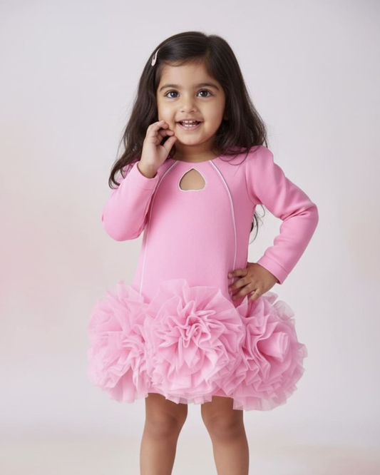 Pink Scuba Flower Dress