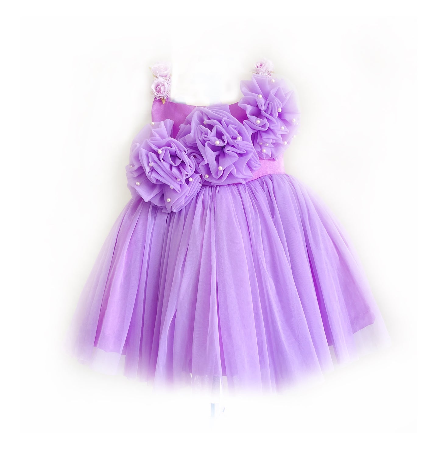 Lilac 3D pearl Big Flower Dress