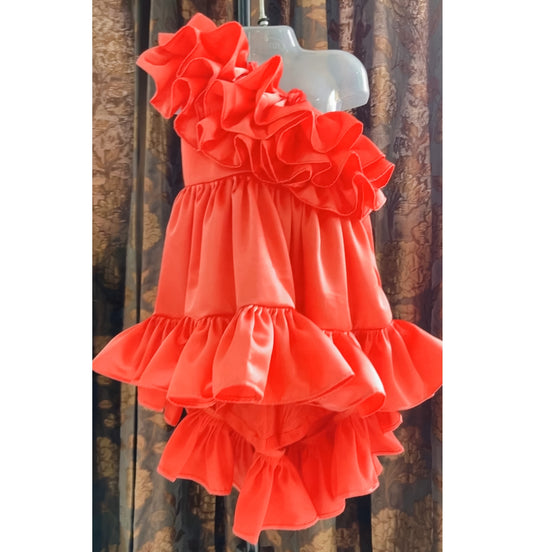 Orange Frilled frill Dress