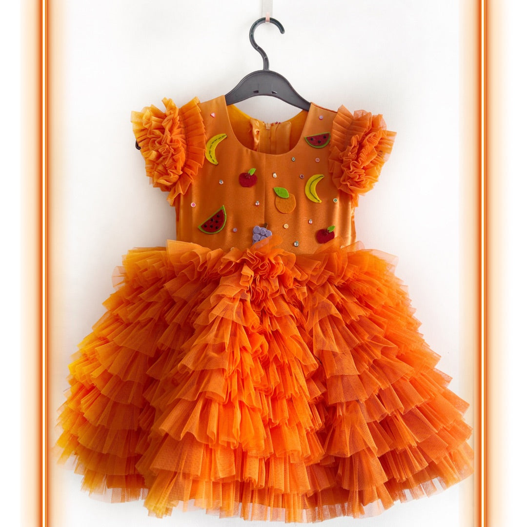 Orange Fruit Theme Dress