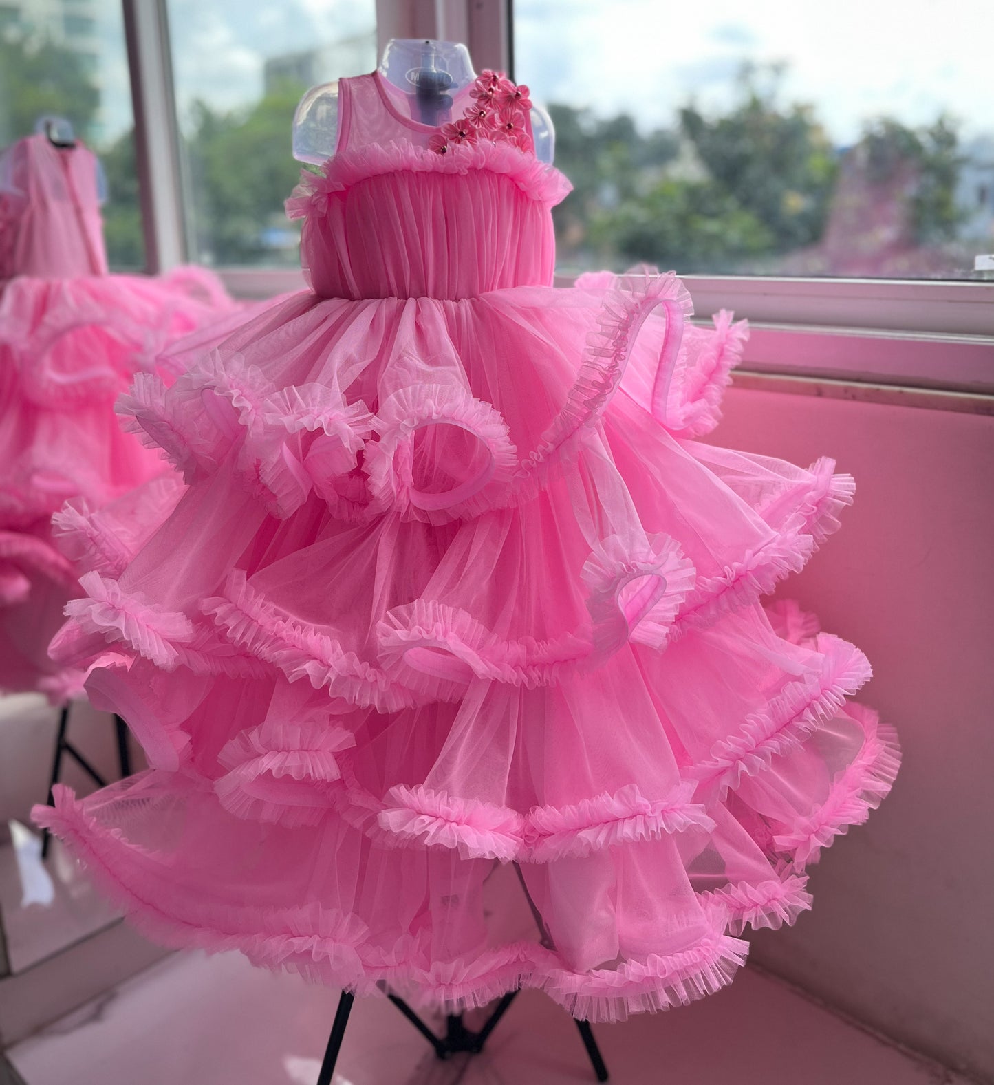 Pink Tulle Ball Gown Dress