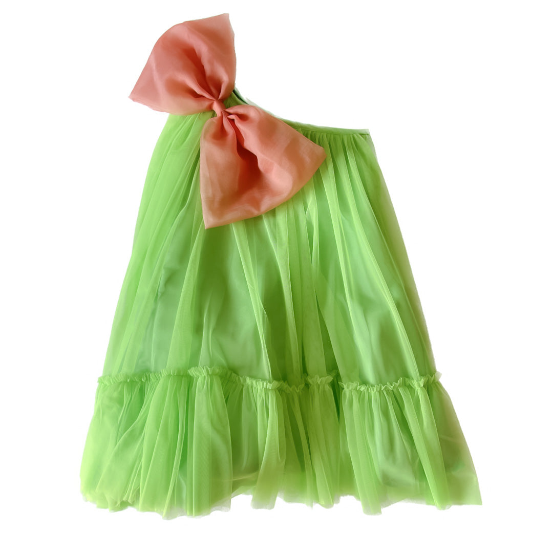 Green One Shoulder Dress With Big Bow